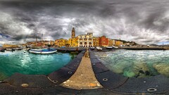 cityscape City sky boat fisheye lens water clouds hdr Italy