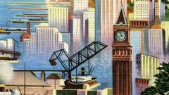 Cityscapes airplanes trains ships