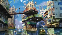 Cityscapes artwork fantasy art skullgirls