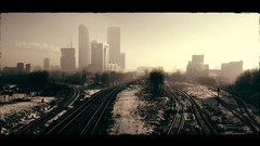 Cityscapes buildings railroad tracks