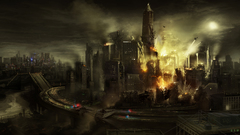 Cityscapes fire Highways Skyscrapers