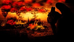 Cityscapes fire orange smoke