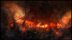 Cityscapes fire smoke concept