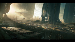 Cityscapes futuristic spaceships City