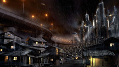 Cityscapes lights rain futuristic