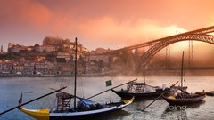 Cityscapes mist Bridges Portugal