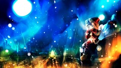 Cityscapes moon anime girls