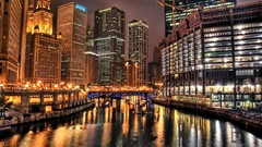 Cityscapes night riverside