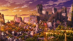 Cityscapes post-apocalyptic buildings sunlight