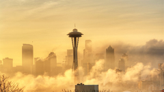 Cityscapes Seattle fog space