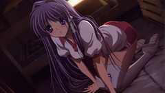 Clannad purple hair fujibayashi kyou gym uniforms ikeda
