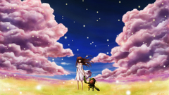 Clannad Ushio Okazaki Anime anime girls long hair field standing