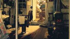 Classic barbers brooms window