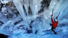 Climbing ice Red Bull