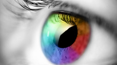 Close-up eyes rainbows selective