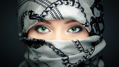 Close-up green eyes Muslim