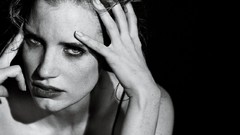 Close-up monochrome jessica chastain grayscale