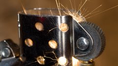 Close-up Zippo sparks lighters
