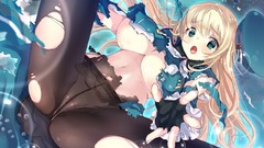 Clothes blondes blush long hair green eyes pantyhose underwear 