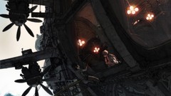 Clouds airship steampunk propeller flying anime girls anime 