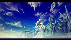 Clouds Anime armor anime girls summer dress