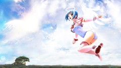 Clouds Anime blue hair anime girls Jiburiru Jiburiru The Devil 