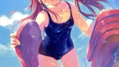 Clouds anime girls blue eyes skies redheads twintails original 