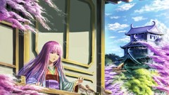 Clouds Anime long hair anime girls blue eyes purple hair cctv 