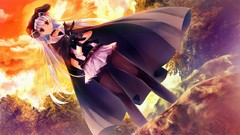 Clouds Anime rabbits hats red eyes Ribbons bows long hair gray 