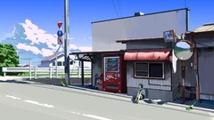 Clouds Anime scenic sky tree