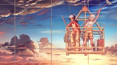 Clouds Anime window platform reflections skies Washers