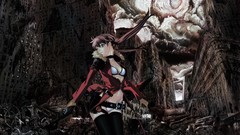 Clouds Apocalypse Guns ruins apocalyptic coat buildings belts 