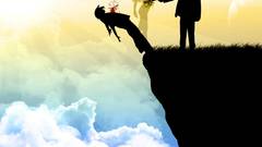 Clouds blood silhouettes cliffs