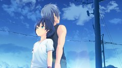 Clouds blue hair anime girls ano natsu de matteru skyscapes 