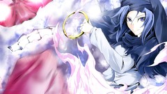 Clouds blue hair anime girls blue eyes short hair touhou video 