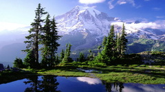 Clouds blue snow forest