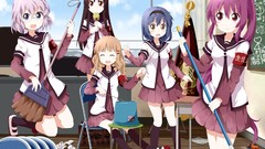 Clouds brown glasses red eyes blush blue hair long hair school 