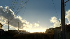 Clouds cars houses skies scenic power lines skyscapes townscape