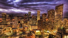 Clouds cityscapes buildings nightlights