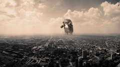 Clouds cityscapes Domo-kun skyscapes