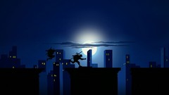 Clouds cityscapes moon silhouettes