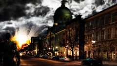 Clouds explosions tilt-shift Photo manipulation streetlamps