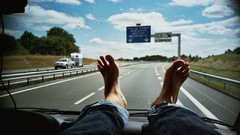 Clouds feet signs cars roads road sign legs inside body parts 