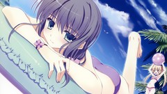 Clouds garnet blondes blue hair anime girls nanao naru bikini 