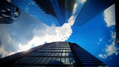 Clouds glass Skyscrapers air Philadelphia skyline blue skies 