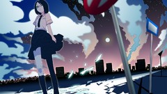 Clouds glasses socks skirts school uniforms short hair hatsune 