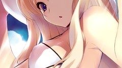 Clouds hats Ribbons blondes sunlight blush long hair anime 