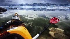 Clouds ice California lakes reflections Mono Lake