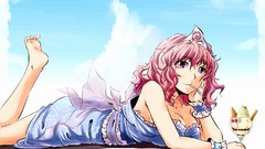 Clouds ice food Anime ice cream noise pink hair long hair pink 