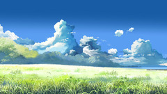 Clouds Landscapes grass fantasy